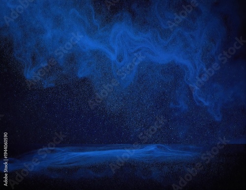 a deep blue background with soft, swirling white smoke gently rising and curling across the scene