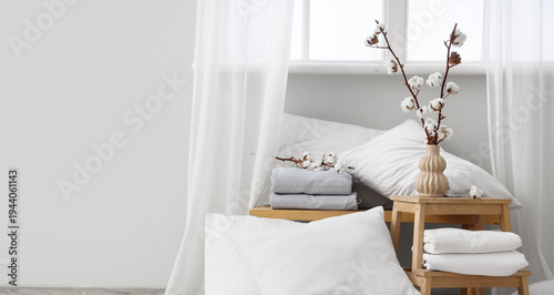 Bench and stool with white ...