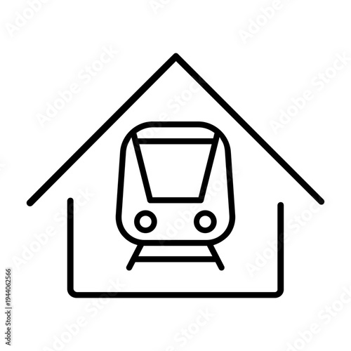 Railway station icon vector. Station Illustration sign. Depot symbol. Metro logo.