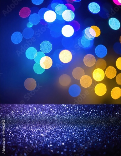 a colorful bokeh background with many softly glowing colored lights, creating a dreamy, festive, and slightly blurred atmosphere