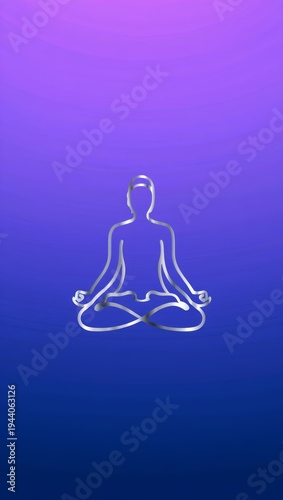Silver Yoga Silhouette on Gradient Background