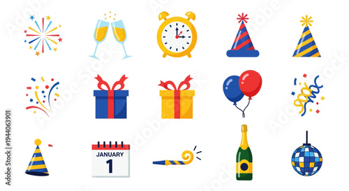 Celebration elements party icons set