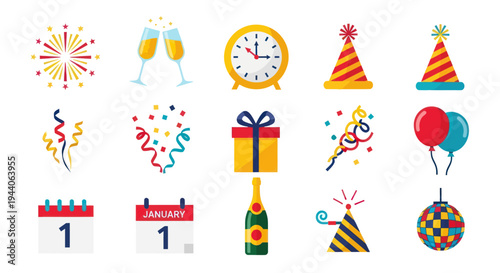 Celebration elements party icons set