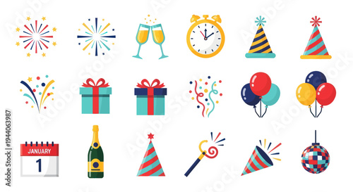 Celebration icons party decorations and symbols