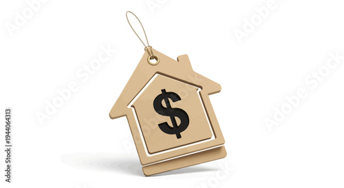 House shaped tag with dollar sign representing real estate value.