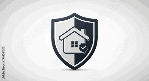 House Security Shield with Check Mark Icon.