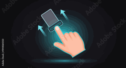 Human finger interacting with a digital interface element.