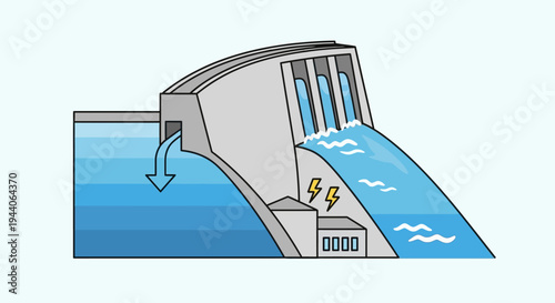 Hydroelectric Dam Generating Clean Energy Through Water Flow.