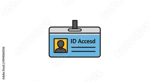 Illustration of a blue identification access card with photo.