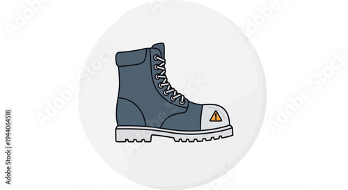 Illustration of a blue safety work boot with laces.