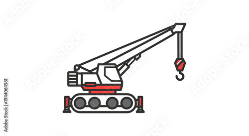 Illustration of a compact crawler crane with a hook.