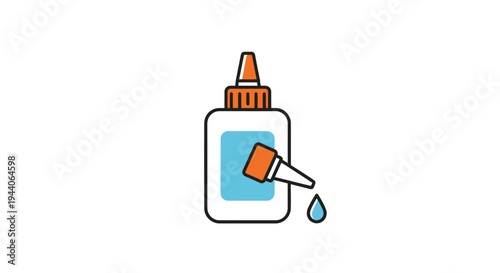 Illustration of a glue bottle with a drop falling.