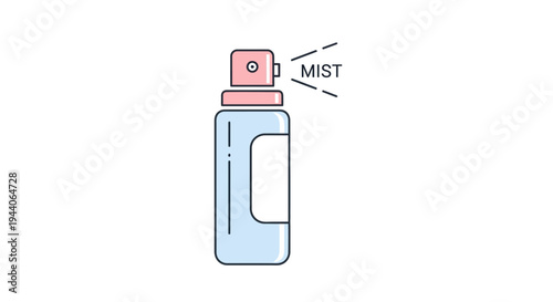 Illustration of a spray bottle releasing mist.