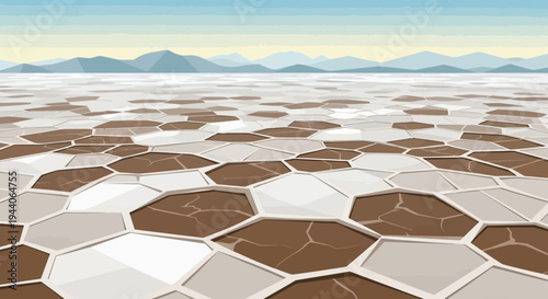 Hexagonal Patterned Ground with Cracked Texture.