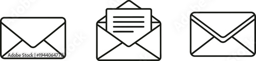 Three simple envelope icons