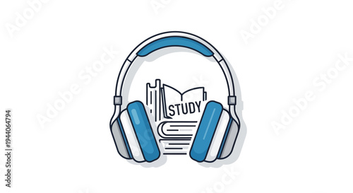 Headphones and Books Representing Audio Learning and Study.