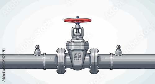 Industrial Gate Valve on a Metal Pipeline System.