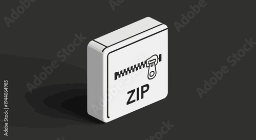 Isometric 3D Icon Representing Zip File Compression Technology.