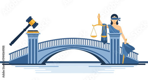Justice Bridge Symbolizing Legal System and Law.