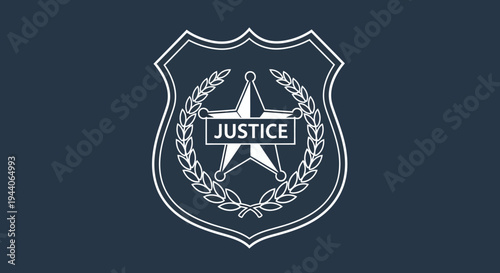 Justice Badge Emblem Symbol of Law Enforcement and Authority.