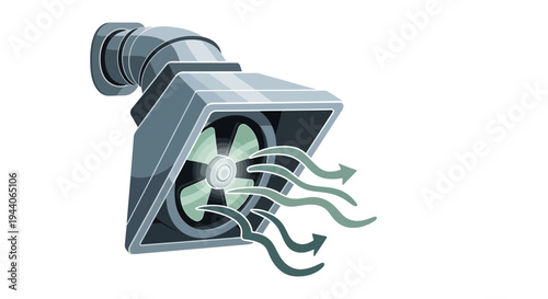 Industrial Ventilation Fan System with Airflow.