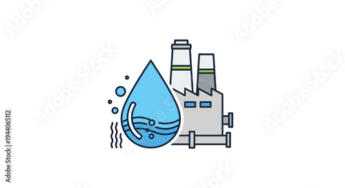 Industrial Water Treatment Plant Icon.
