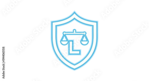 Lawyer Shield Symbol with Scales of Justice Icon.
