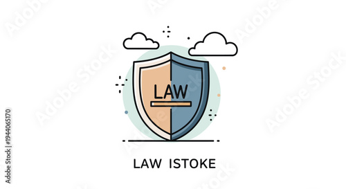 Law Shield Symbol Representing Justice and Legal Protection.