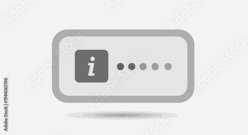 Information icon with loading dots on a rounded rectangle button.