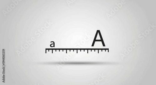 Lowercase and uppercase letter A on a ruler.