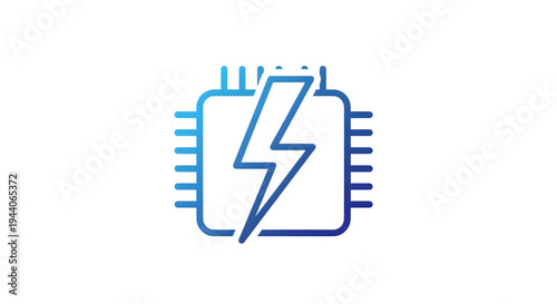Wallpaper Mural Blue computer chip icon with lightning bolt isolated on White Background Torontodigital.ca