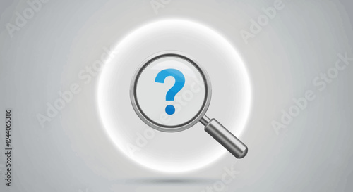 Magnifying glass with question mark symbol inside.
