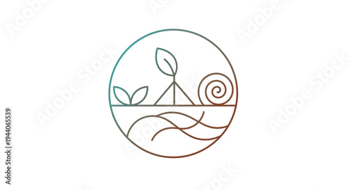 Minimalist Circle Logo Design with Nature Elements.