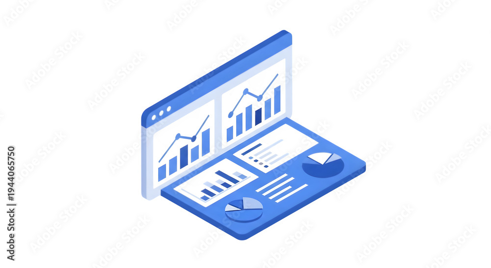 custom made wallpaper toronto digitalBlue laptop with graphs and charts on screen isolated on White Background