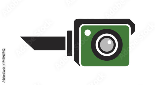 Modern Security Camera Icon with Green Housing and Black Mount.