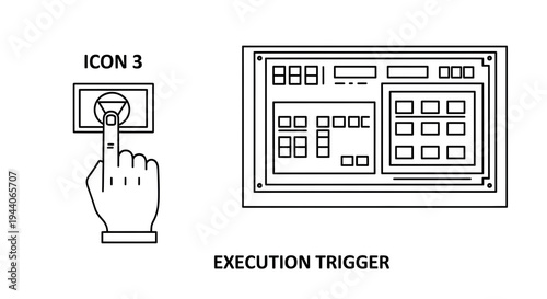Wallpaper Mural Set of 2 technology icons vector, execution trigger and icon 3 isolated on White Background Torontodigital.ca