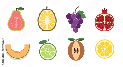 Colorful fruit assortment isolated on white