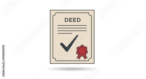 Official Deed Document with Check Mark and Seal.