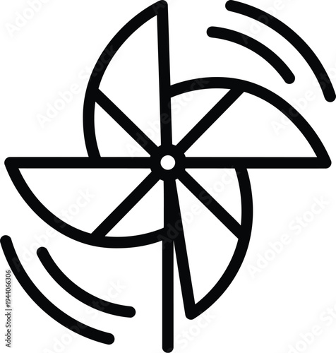 Minimalist Pinwheel Line Art Icon with Motion Effect.eps