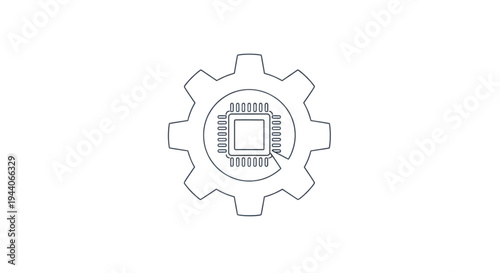 Wallpaper Mural Gear icon with microchip, technology symbol isolated on White Background Torontodigital.ca