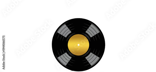 A vintage vinyl record with a golden center and grooves for music