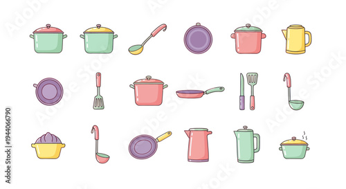 Colorful kitchen utensils illustration
