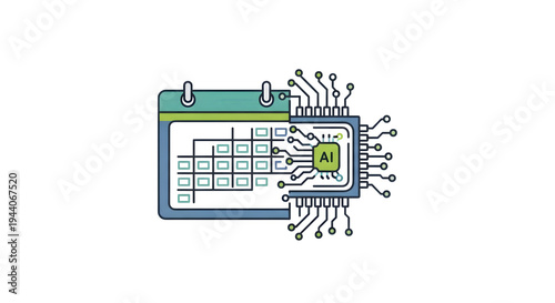Wallpaper Mural AI technology calendar icon, circuit board design element isolated on White Background Torontodigital.ca