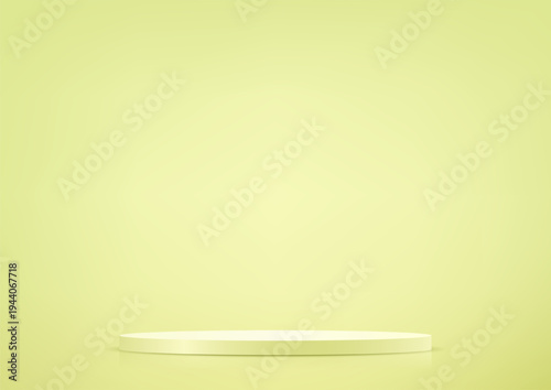 Green cylinder pedestal podium. Cylinder abstract minimal scene with geometric platform. Space for selling products on the website. Business backdrop. Vector illustration.