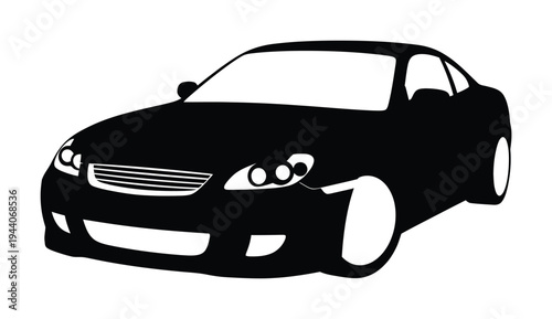 Sleek and stylish vector of a modern sports car with dynamic curves and bold headlights