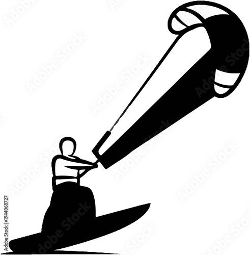 Silhouette of a person kitesurfing on a body of water