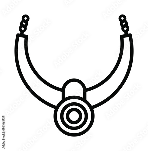 Vector of a stylized necklace with a circular pendant and beaded ends for a minimalist design