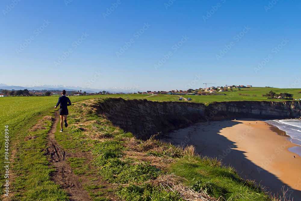 Fototapeta premium Landscape and morphology of the cliff coast in the municipality of Galizano in Cantabria, Spain
