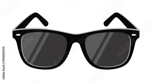 This vector shows a sleek pair of sunglasses with reflective lenses and stylish frames.