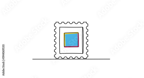 Colorful Abstract Postage Stamp Design with Geometric Elements